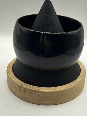 Chunky Vintage Black Bangle Bracelet Bold MCM Goth Witchy Minimalist Jewelry